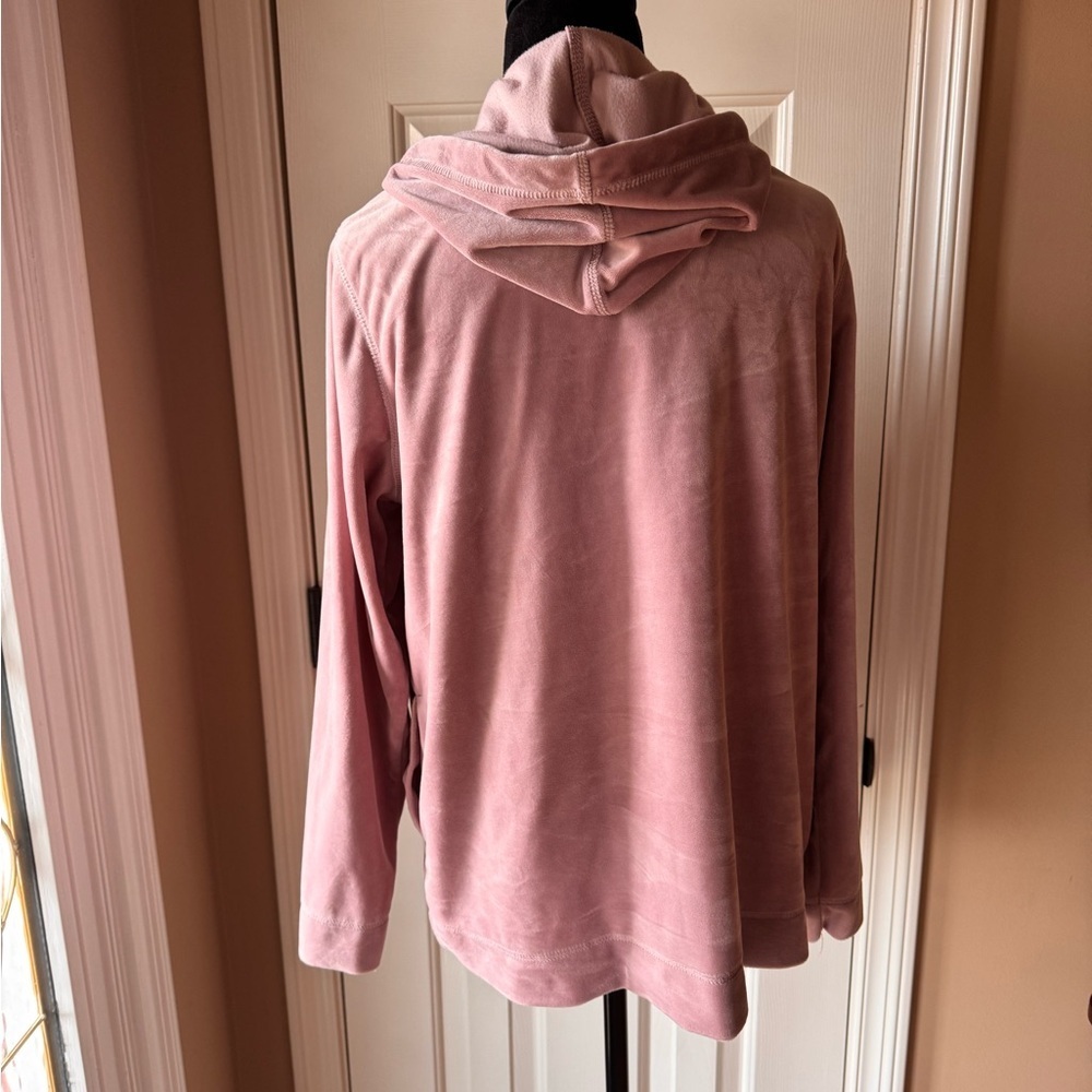 HUE Women's Mauve Velour Hooded Front Zip Up Jacket size medium - Picture 5 of 7
